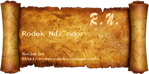 Rodek Nándor névjegykártya
